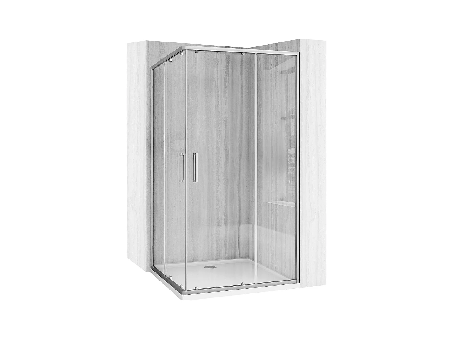 Douchecabine Rea City 80X100 Brush Nickel + Douchebak Savoy Black