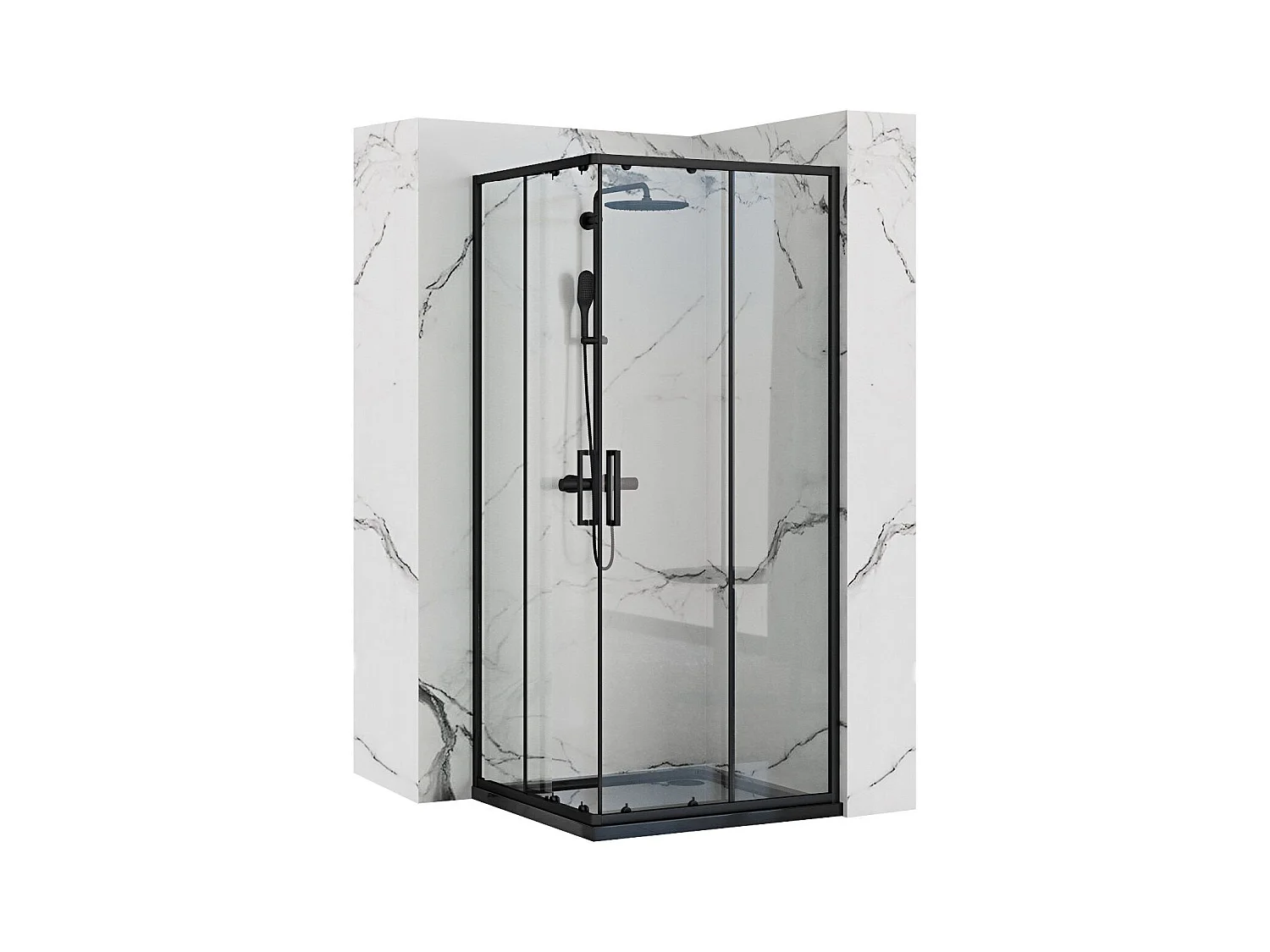 Cabine De Douche Rea Punto 90X90 Black + Receveur De Douche Savoy Black