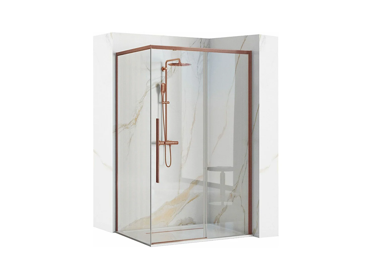 Cabine De Douche Rea Solar 100X80 Brush Copper + Receveur De Douche Savoy Black