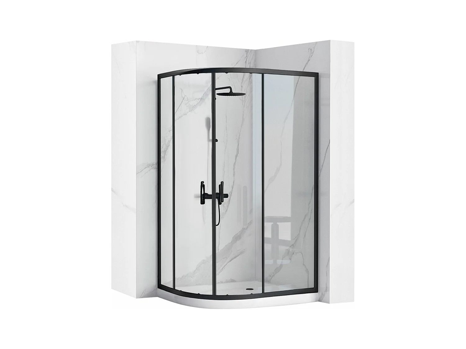 Cabine De Douche Rea Look 80X100 Black + Receveur De Douche