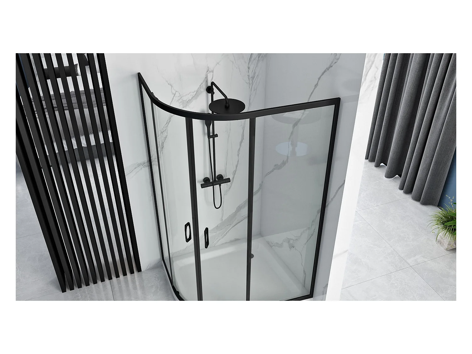 Cabine De Douche Rea Look 80X100 Black + Receveur De Douche