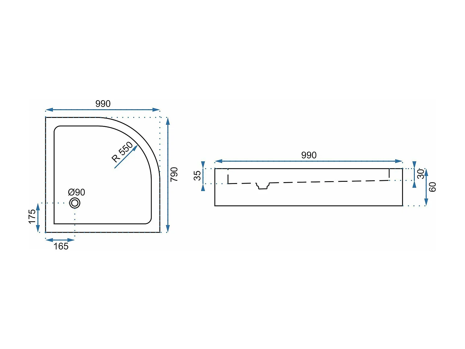 Cabine De Douche Rea Look 80X100 Black + Receveur De Douche