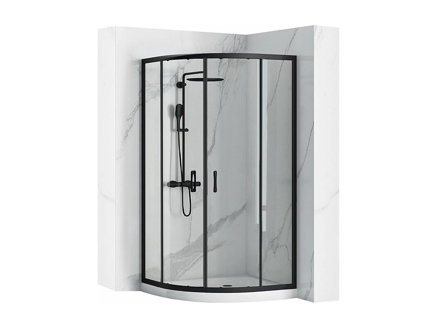 Cabine De Douche Rea Look 90X90 Black + Receveur De Douche