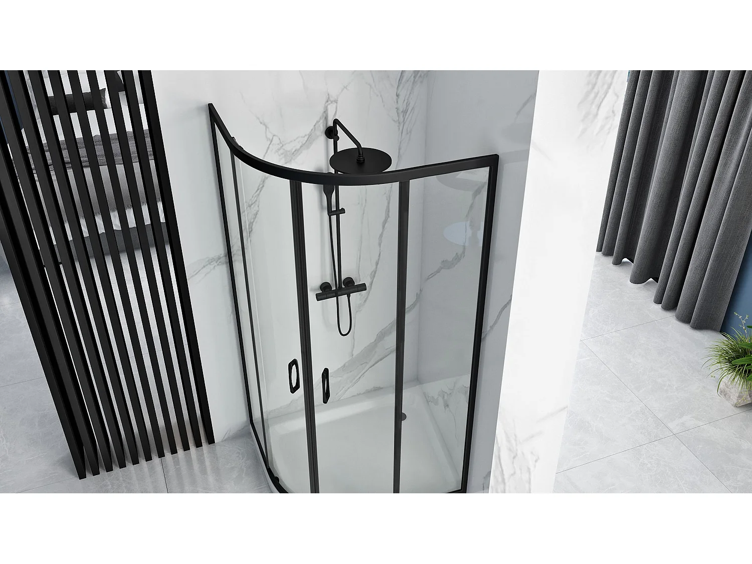 Cabine De Douche Rea Look 90X90 Black + Receveur De Douche