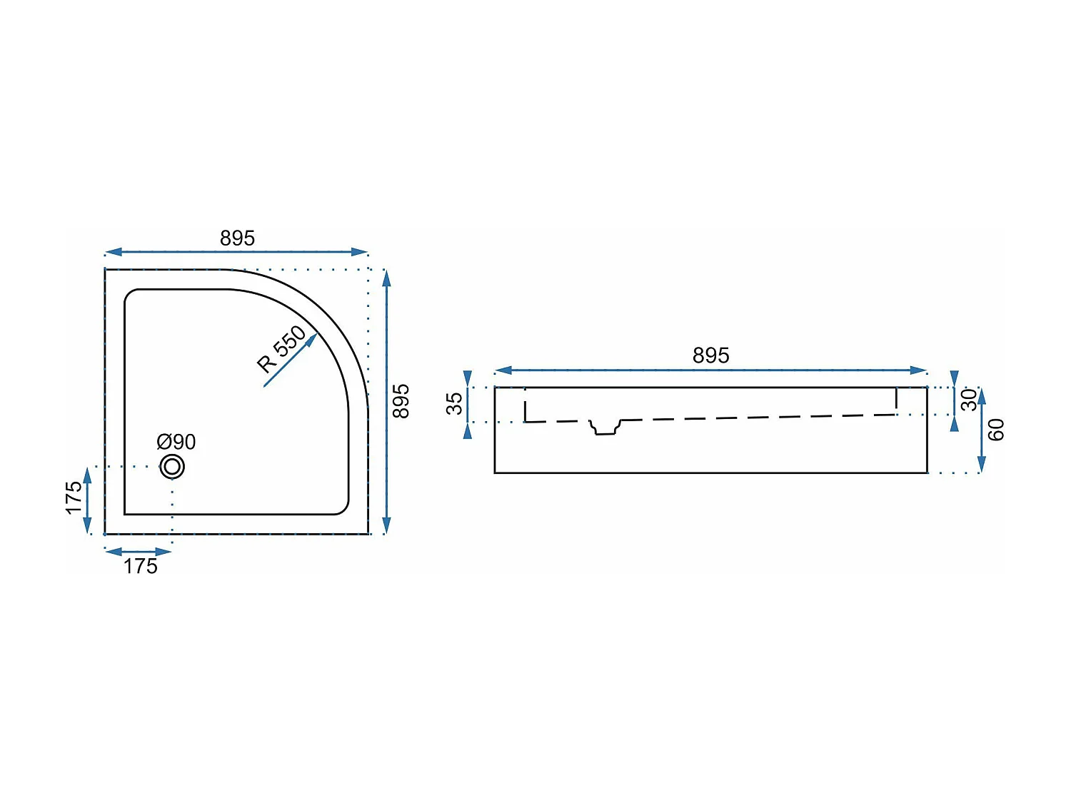 Cabine De Douche Rea Look 90X90 Black + Receveur De Douche