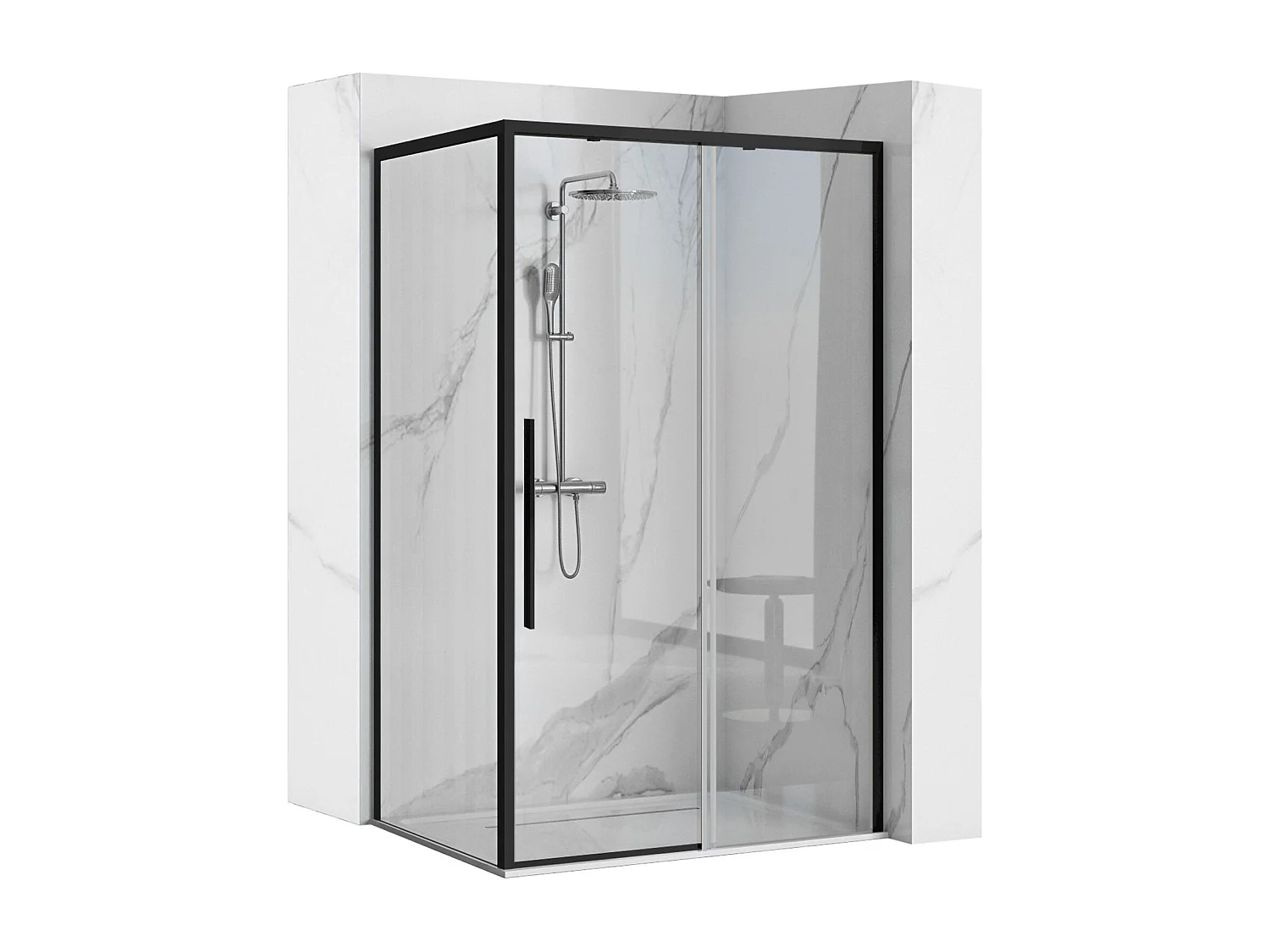 Cabine De Douche Rea Solar 90X90 Black + Receveur De Douche Savoy Black