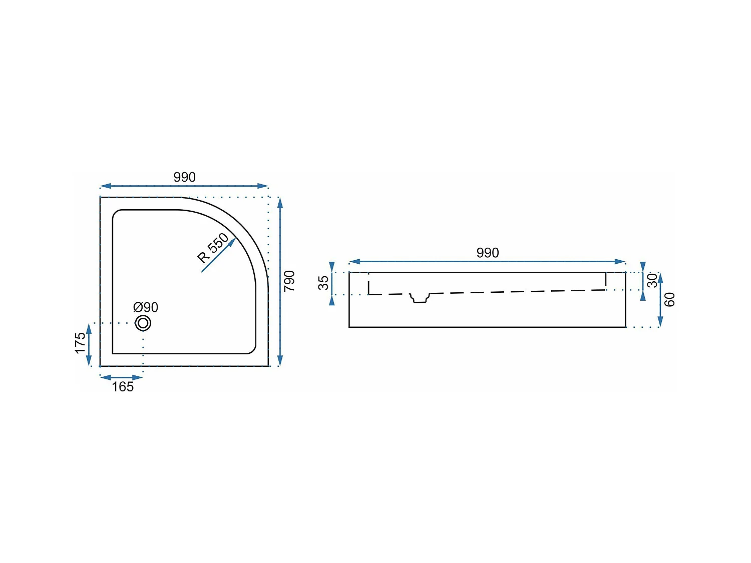 Cabine De Douche Rea Look 80X100 Black + Receveur De Douche