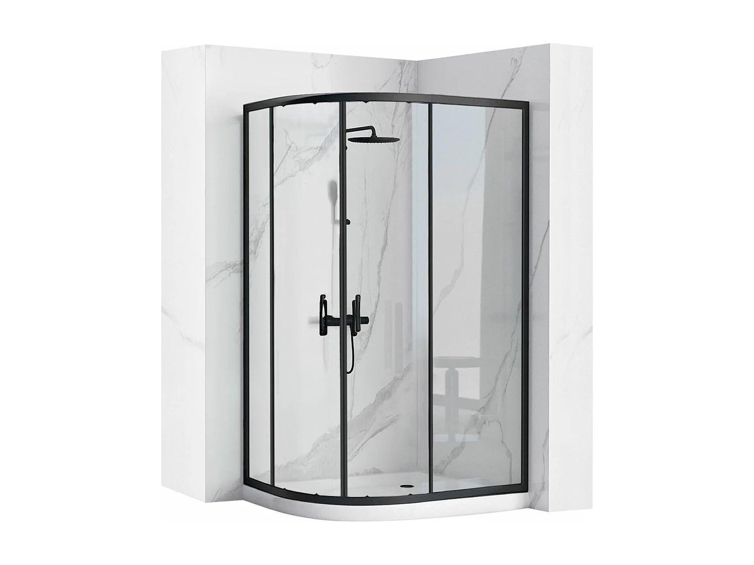 Cabine De Douche Rea Look 80X100 Black + Receveur De Douche