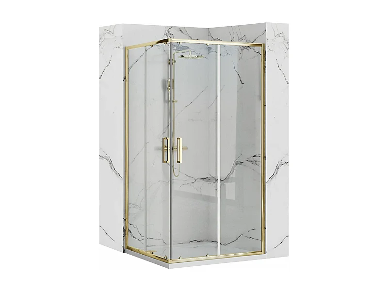 Douchecabine Rea Punto 80X100 Gold + Douchebak Savoy Black