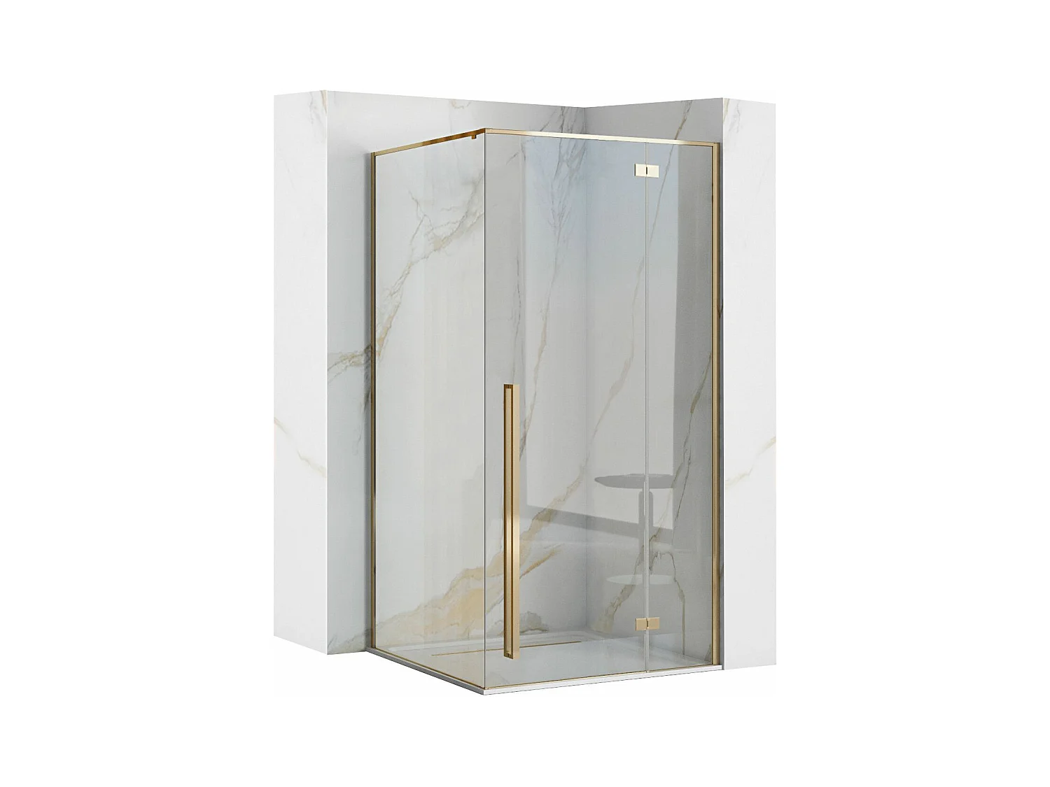 Duschkabine Rea Fargo 80X100 Gold + Duschtasse Savoy Black