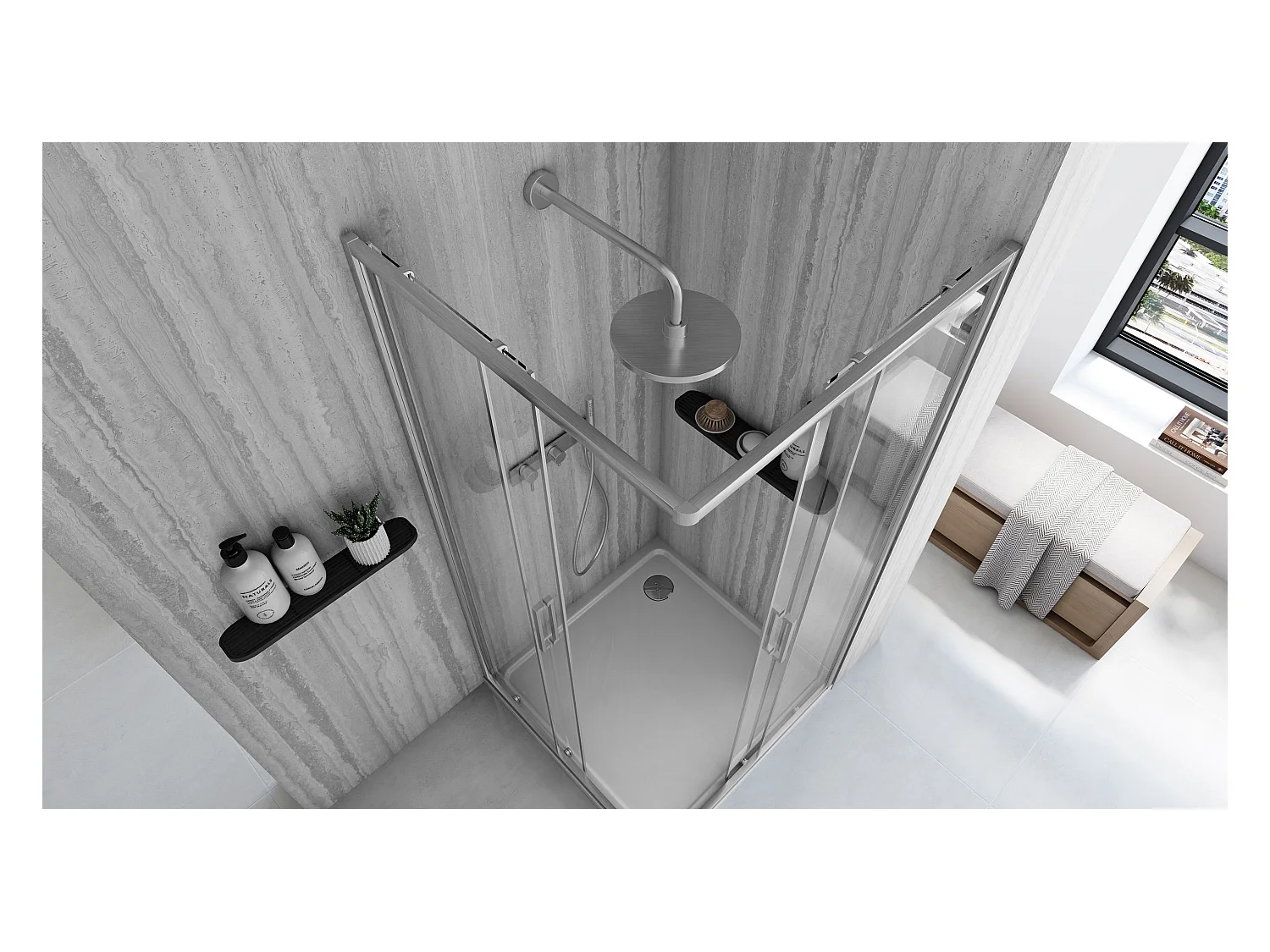 Duschkabine Rea City 90X90 Brush Nickel