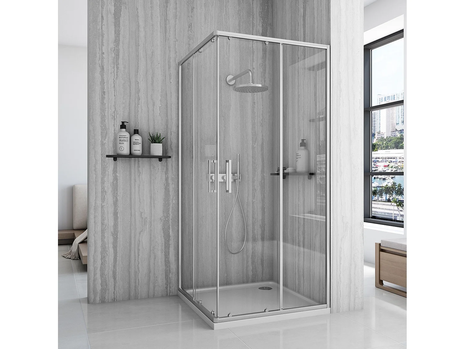 Cabine De Douche Rea City 90X90 Brush Nickel
