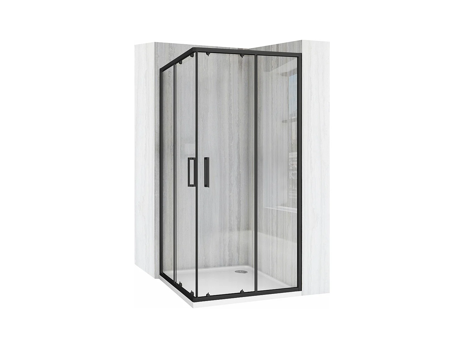 Douchecabine Rea City 90X90 Black + Douchebak Savoy Black