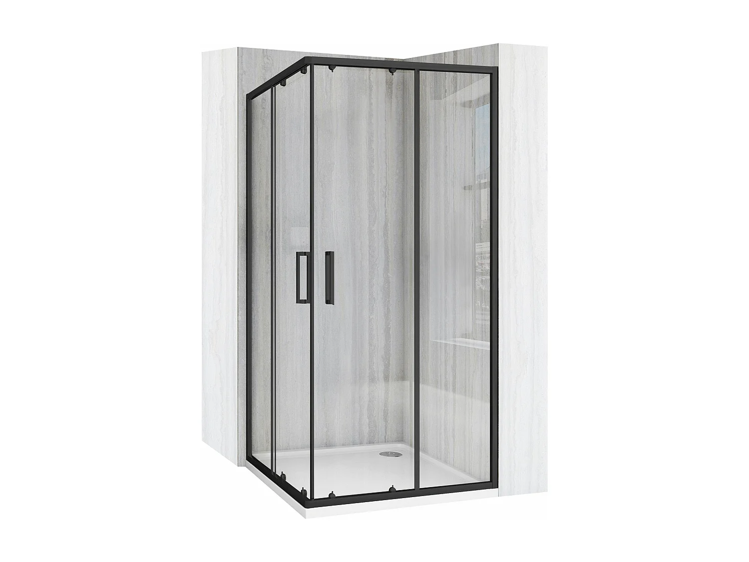 Cabine De Douche Rea City 90X90 Black + Receveur De Douche Savoy Black