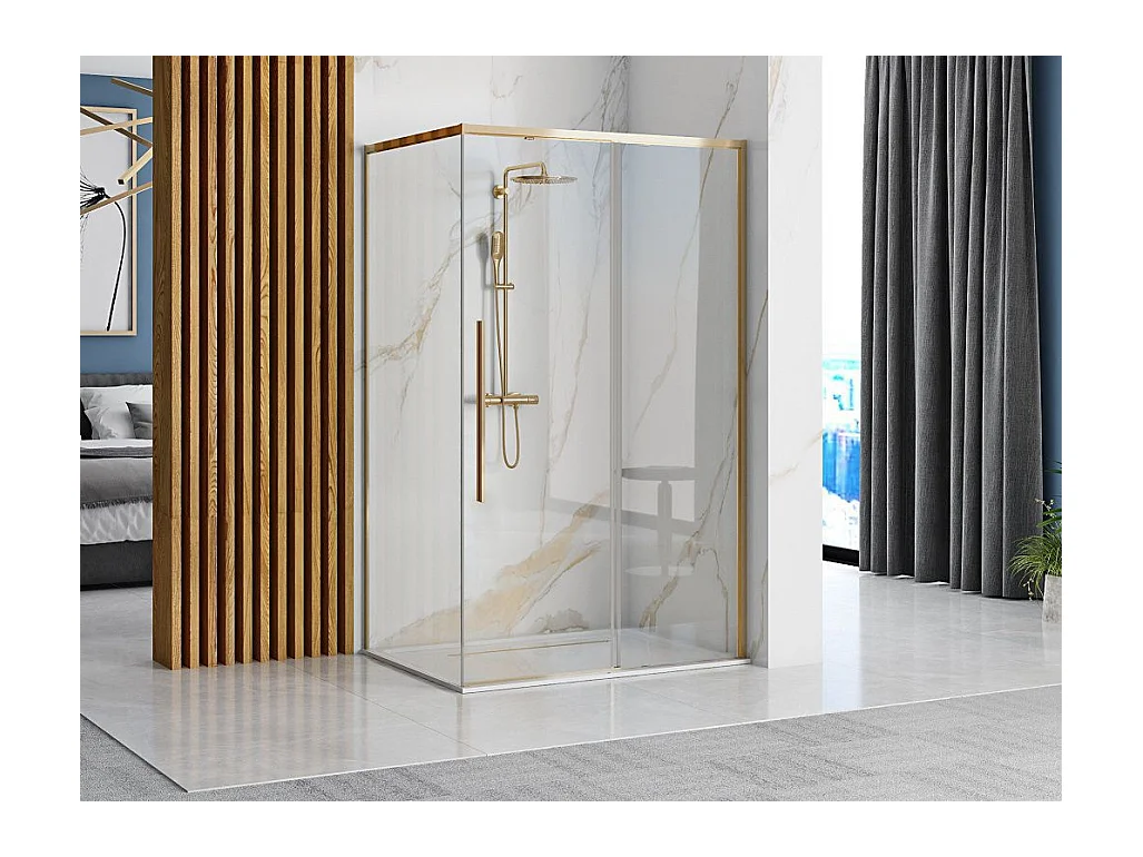 Cabine De Douche Rea Solar 90X90 Gold + Receveur De Douche Savoy Black