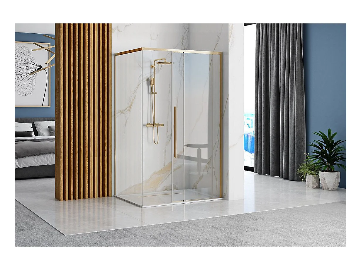 Cabine De Douche Rea Solar 90X90 Gold + Receveur De Douche Savoy Black