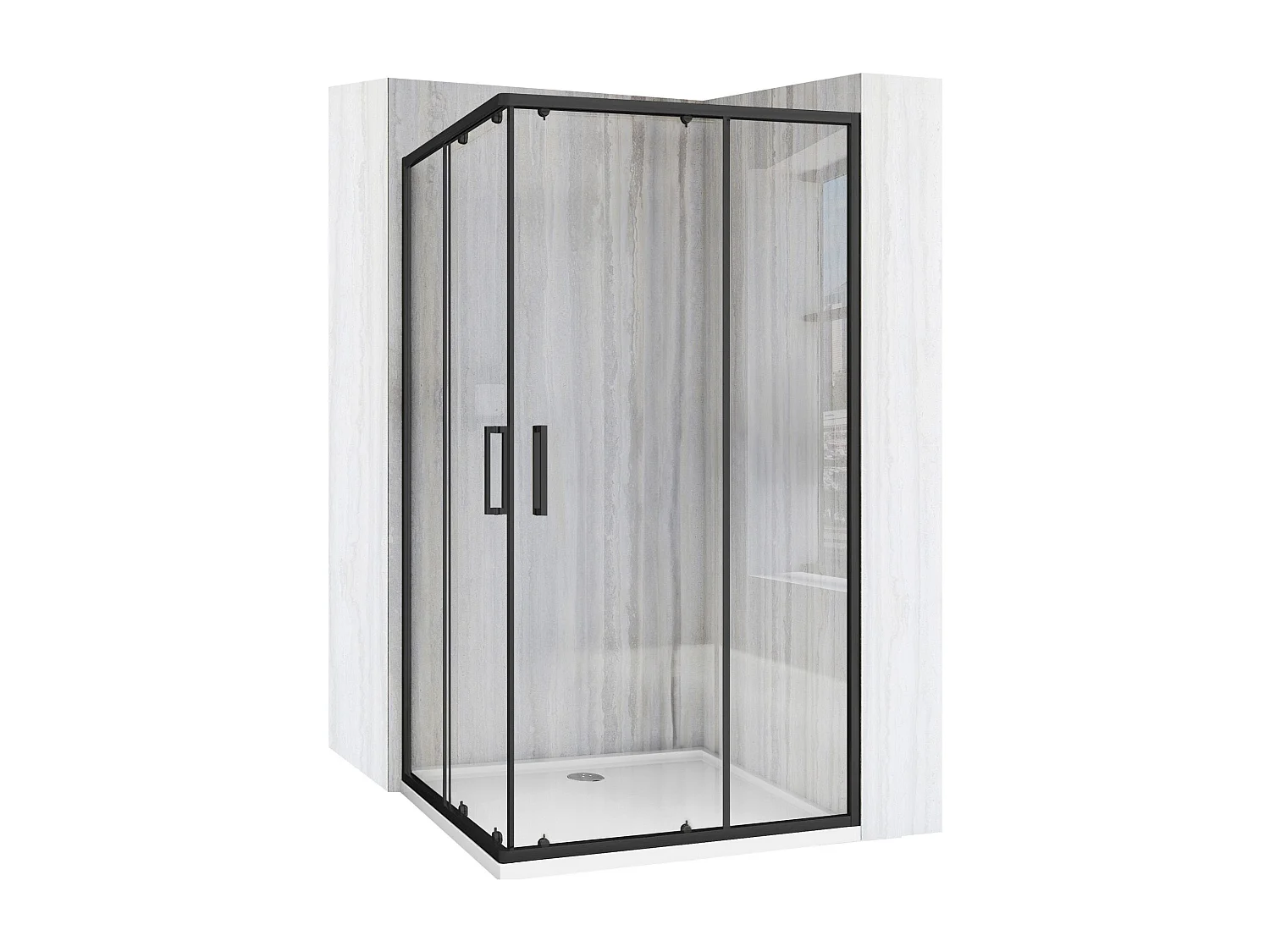 Cabine De Douche Rea City 80X100 Black + Receveur De Douche Savoy Black