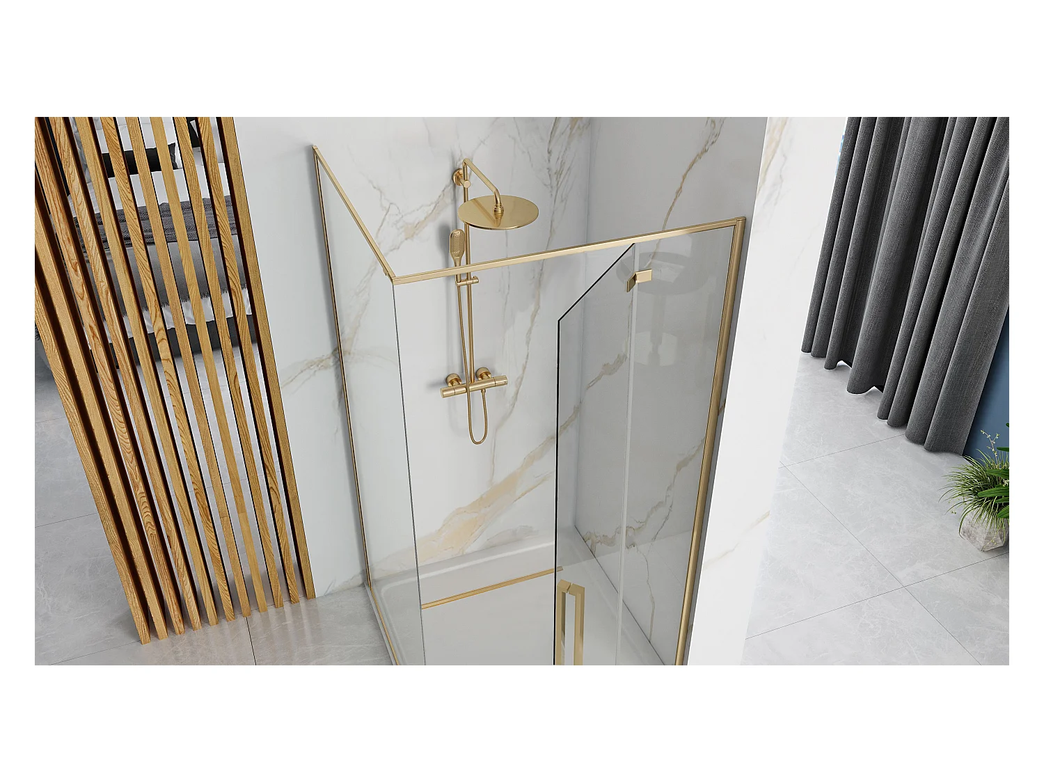 Douchecabine Rea Fargo 90X90 Gold + Douchebak Savoy Black