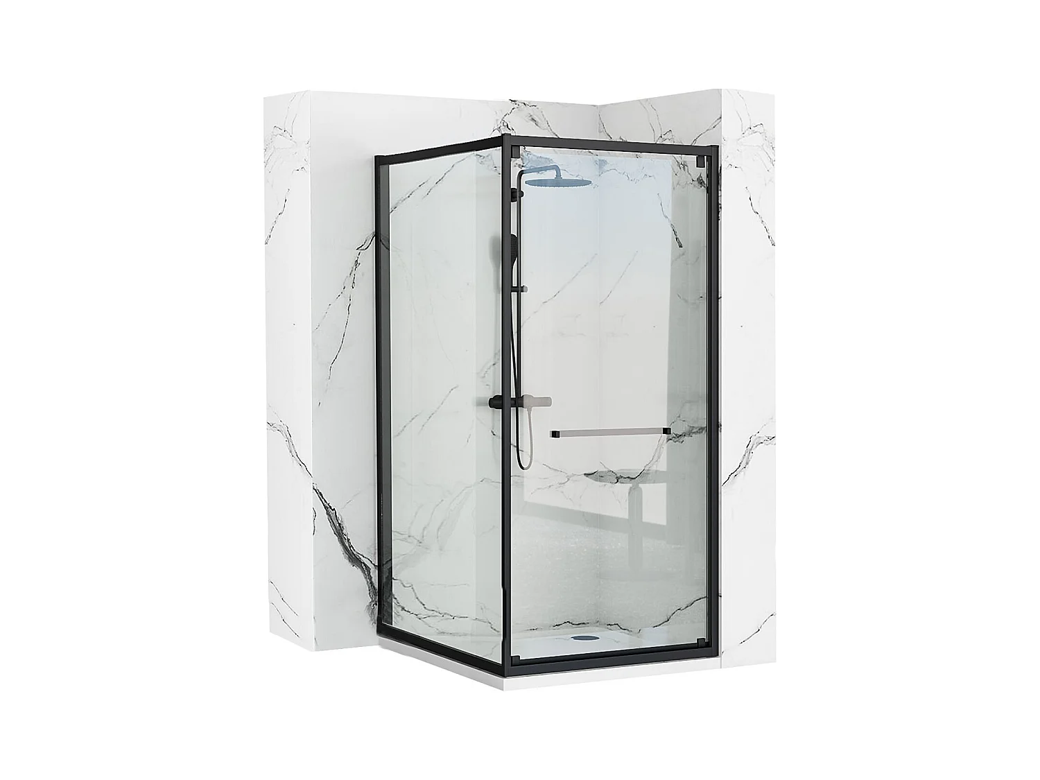 Cabine De Douche Rea Space In 80X100 Black + Receveur De Douche Savoy Black