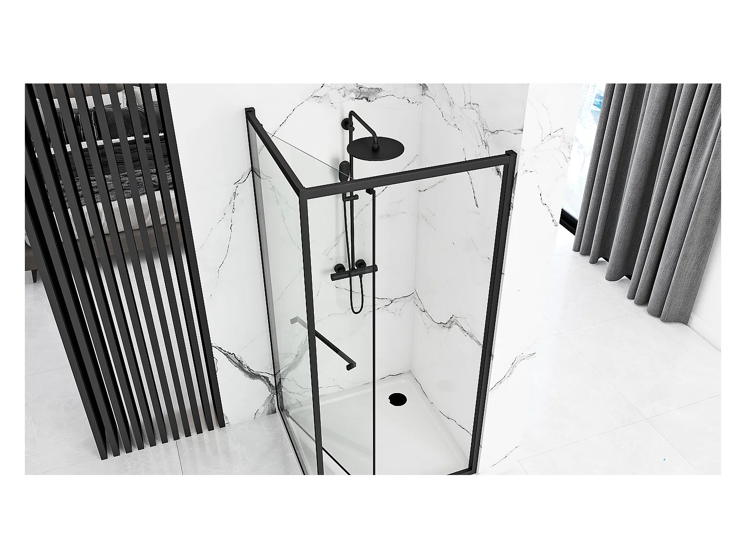 Cabine De Douche Rea Space In 80X100 Black + Receveur De Douche Savoy Black