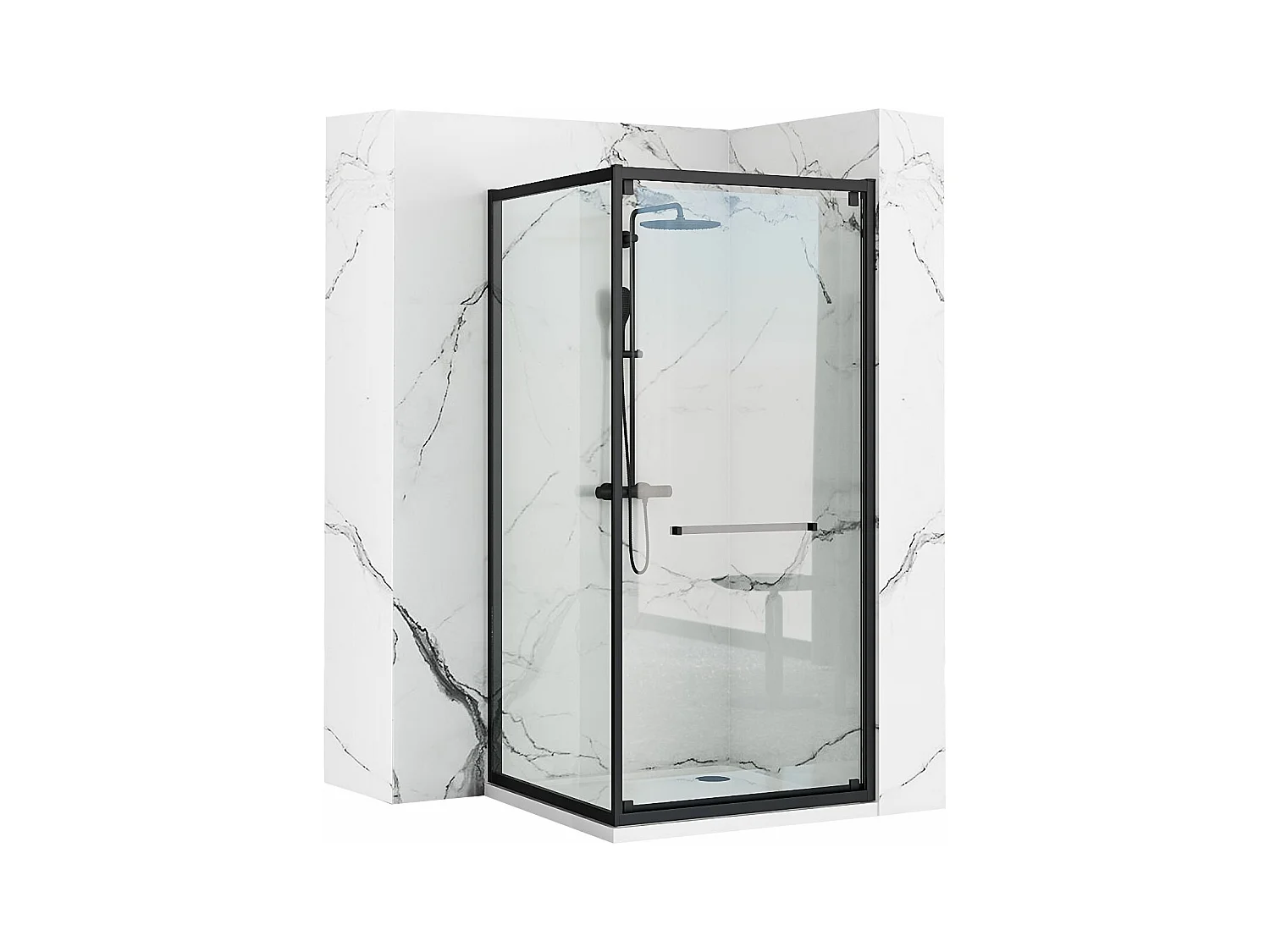 Cabine De Douche Rea Space In 90X90 Black + Receveur De Douche Savoy Black