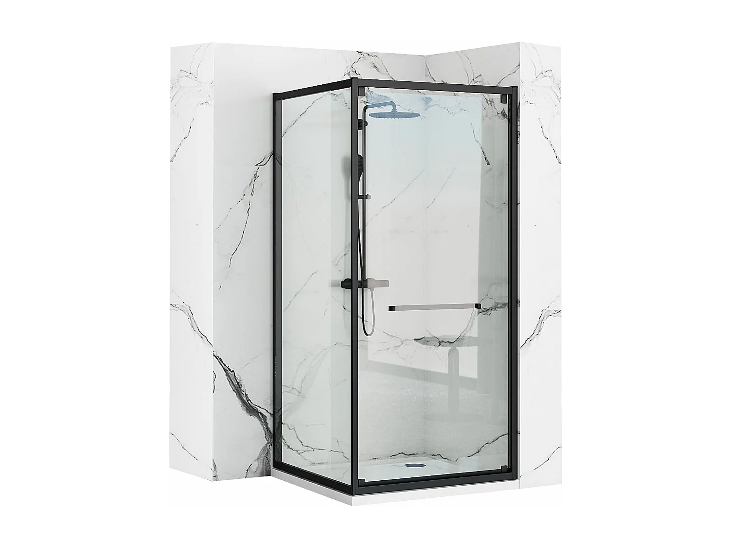 Cabine De Douche Rea Space In 90X90 Black + Receveur De Douche Savoy Black