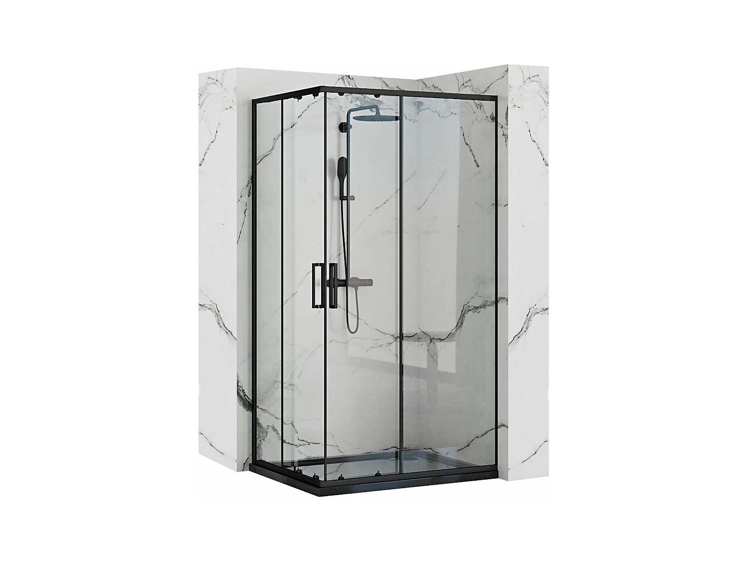 Cabine De Douche Rea Punto 80X100 Black + Receveur De Douche Savoy Black