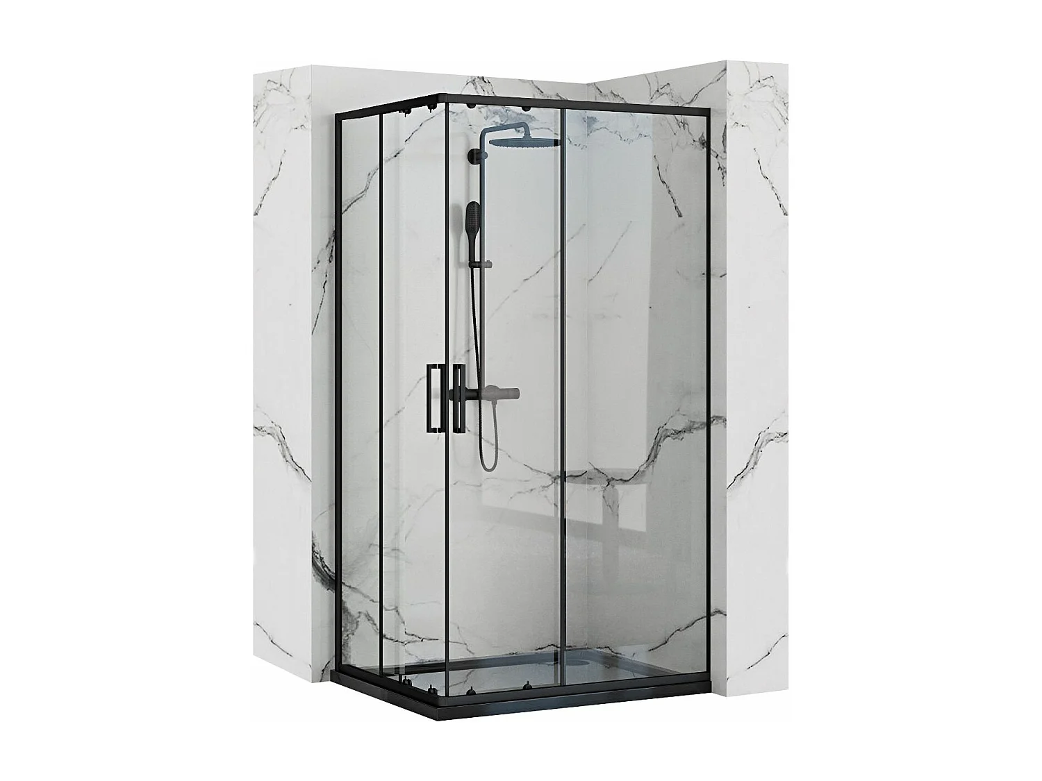 Douchecabine Rea Punto 80X100 Black + Douchebak Savoy Black