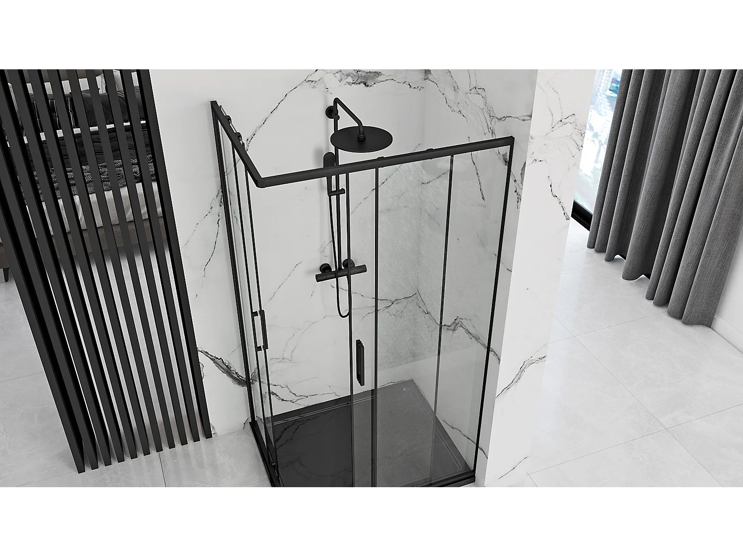 Douchecabine Rea Punto 80X100 Black + Douchebak Savoy Black