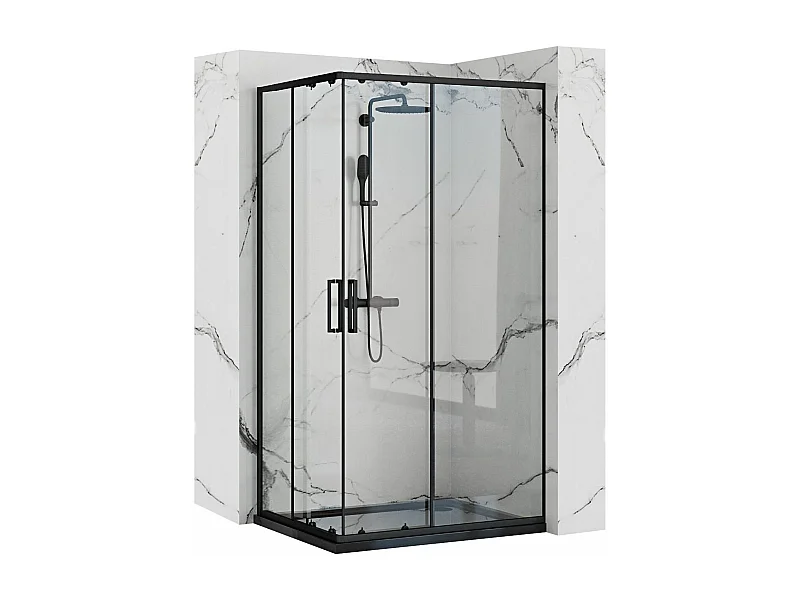 Douchecabine Rea Punto 80X100 Black + Douchebak Savoy Black