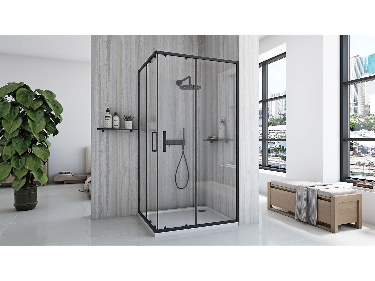 Douchecabine Rea City 80X100 Black