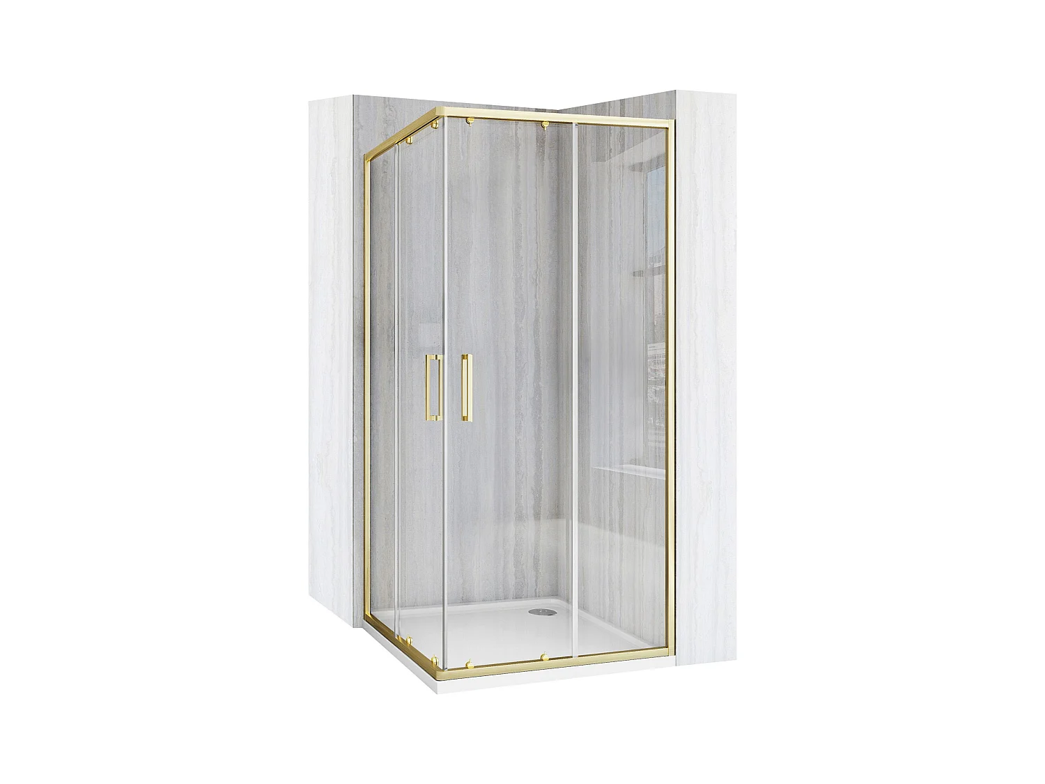 Duschkabine Rea City 90X90 Brush Gold + Duschtasse Savoy Black