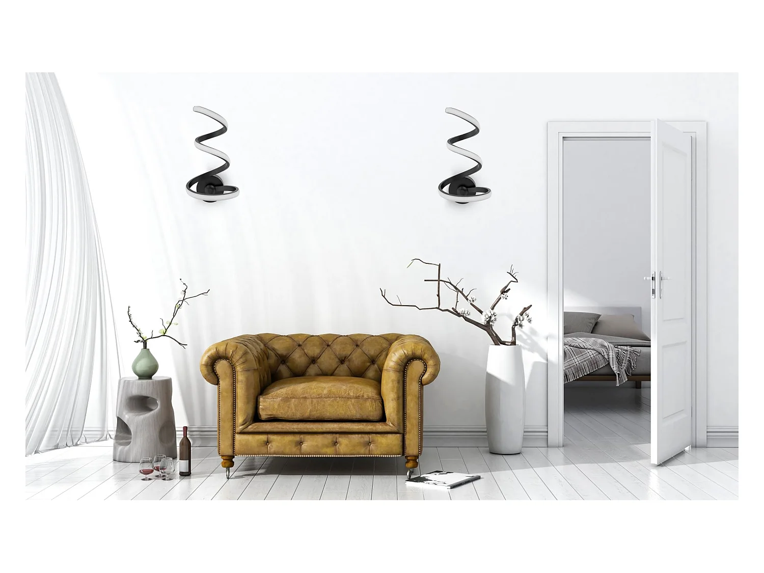 Applique Murale Toolight Led App829-W Spring Up Black