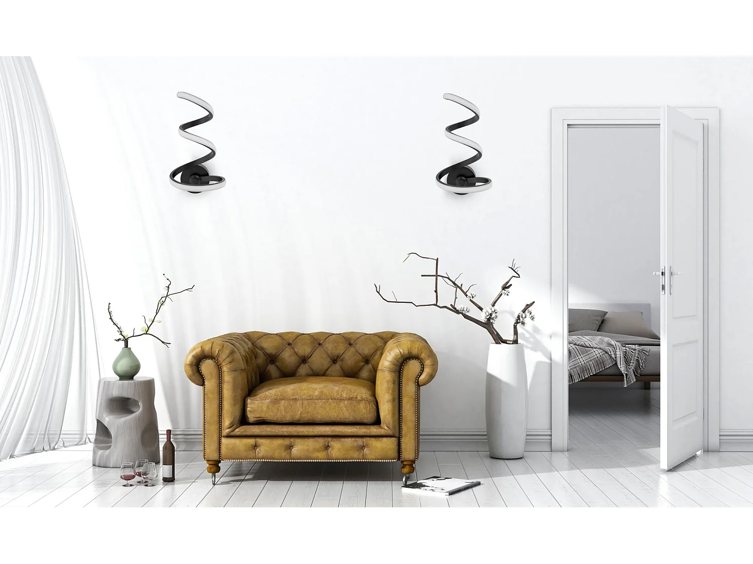 Applique Murale Toolight Led App829-W Spring Up Black