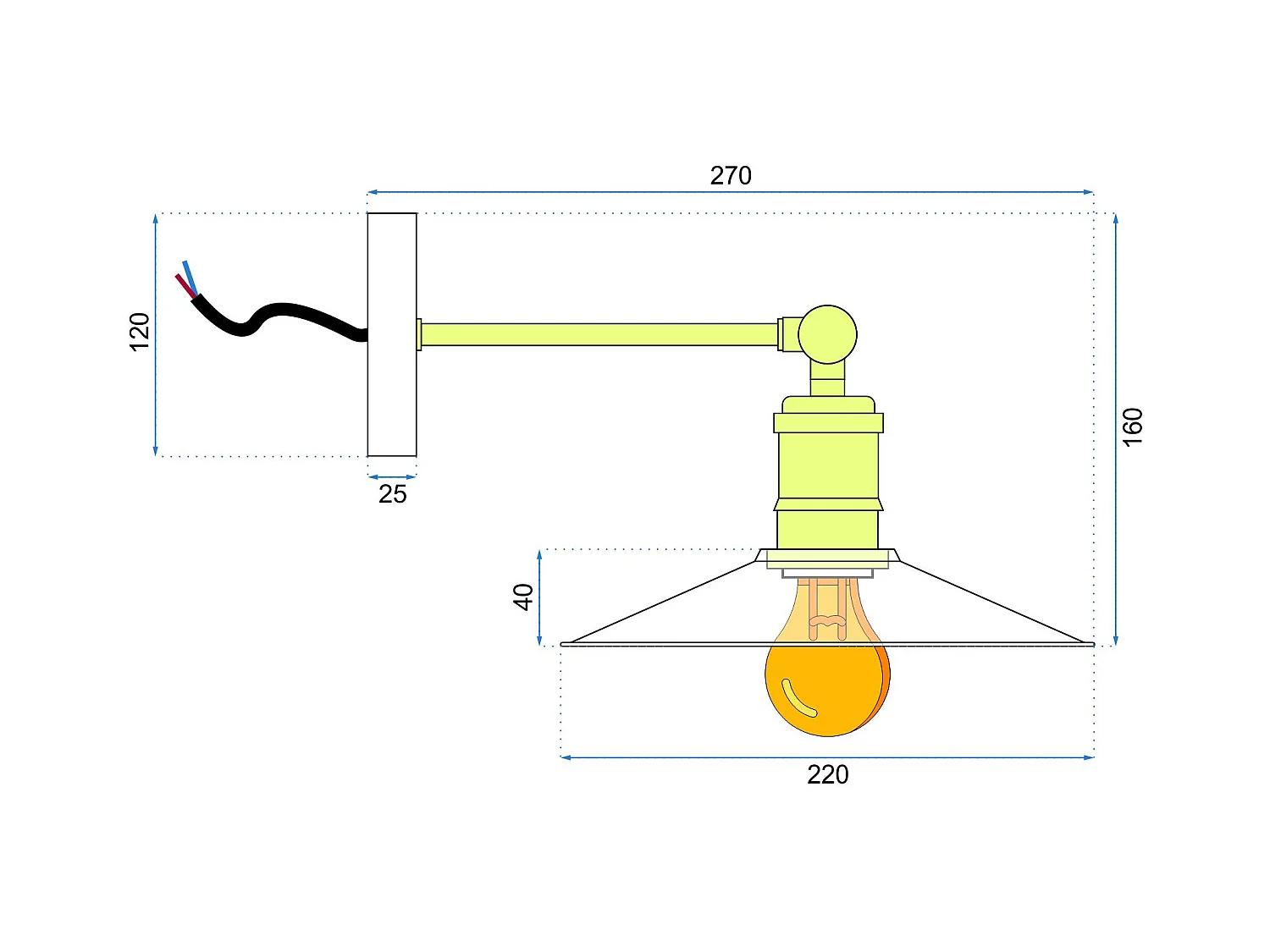 Applique Murale Toolight App184-1W Porto Black