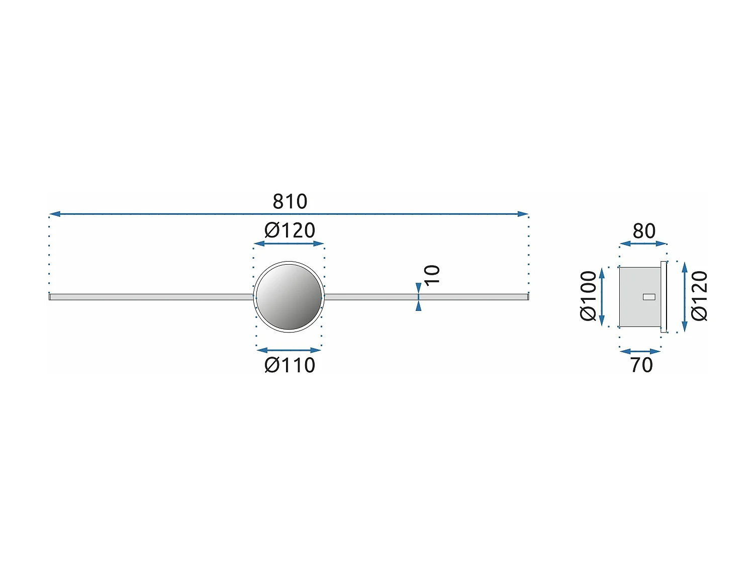 Lámpara De Pared Toolight Led App847-1W Round 80Cm Chrome