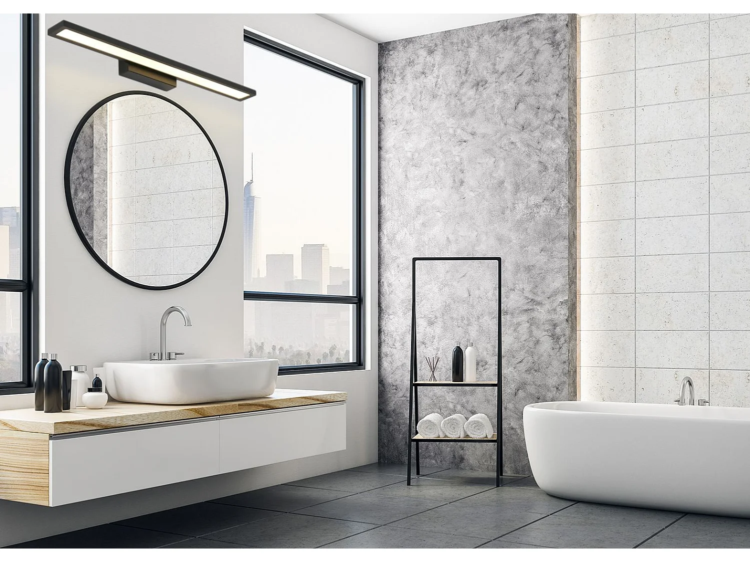 Applique Murale Toolight Led App840-1W 60Cm Black