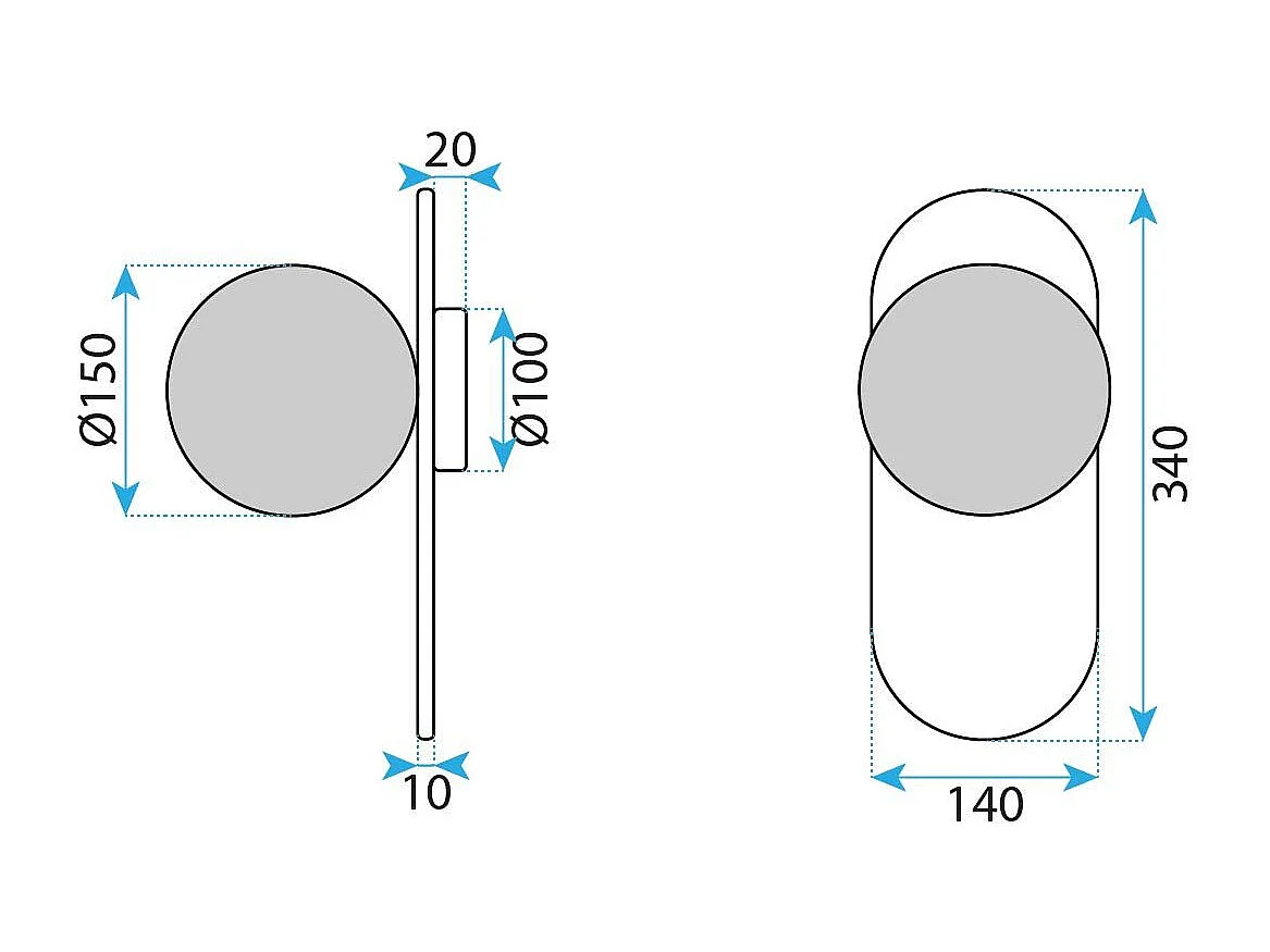 Applique Murale Toolight App1755-1W Black White