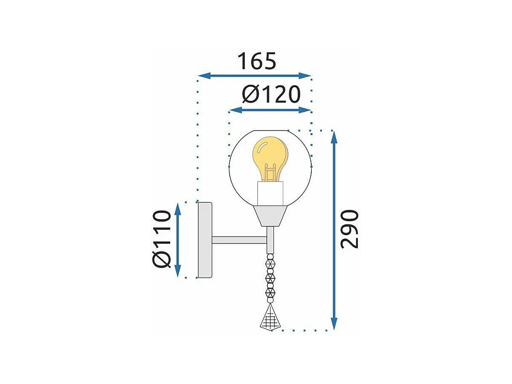 Wandlampe Toolight App716-1W Chrome