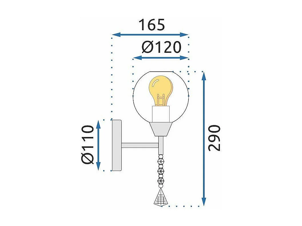 Applique Murale Toolight App716-1W Chrome