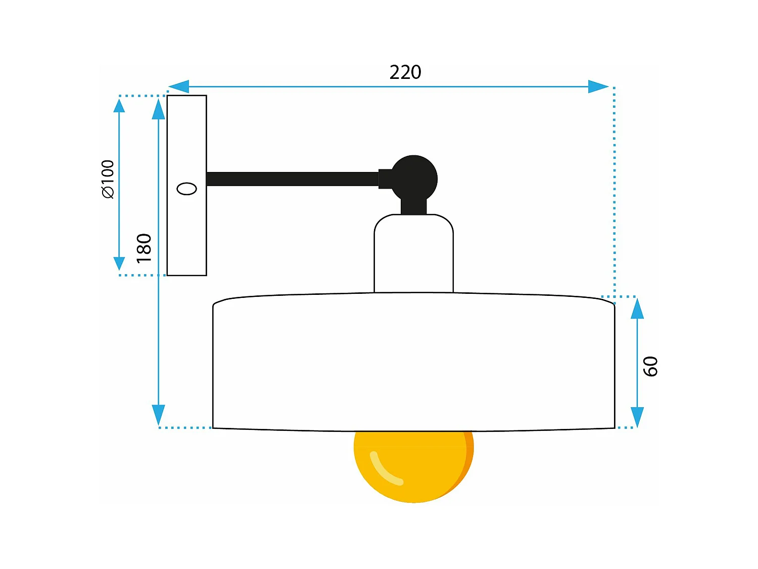 Applique Murale Toolight App1332-1W Black