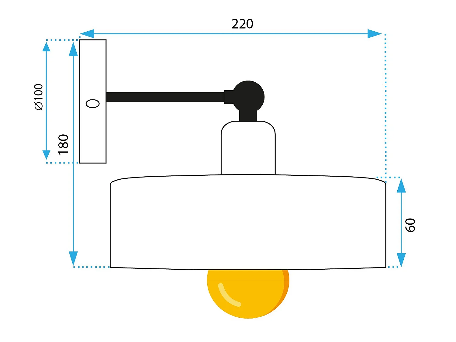 Lampada Da Parete Toolight App1332-1W Black