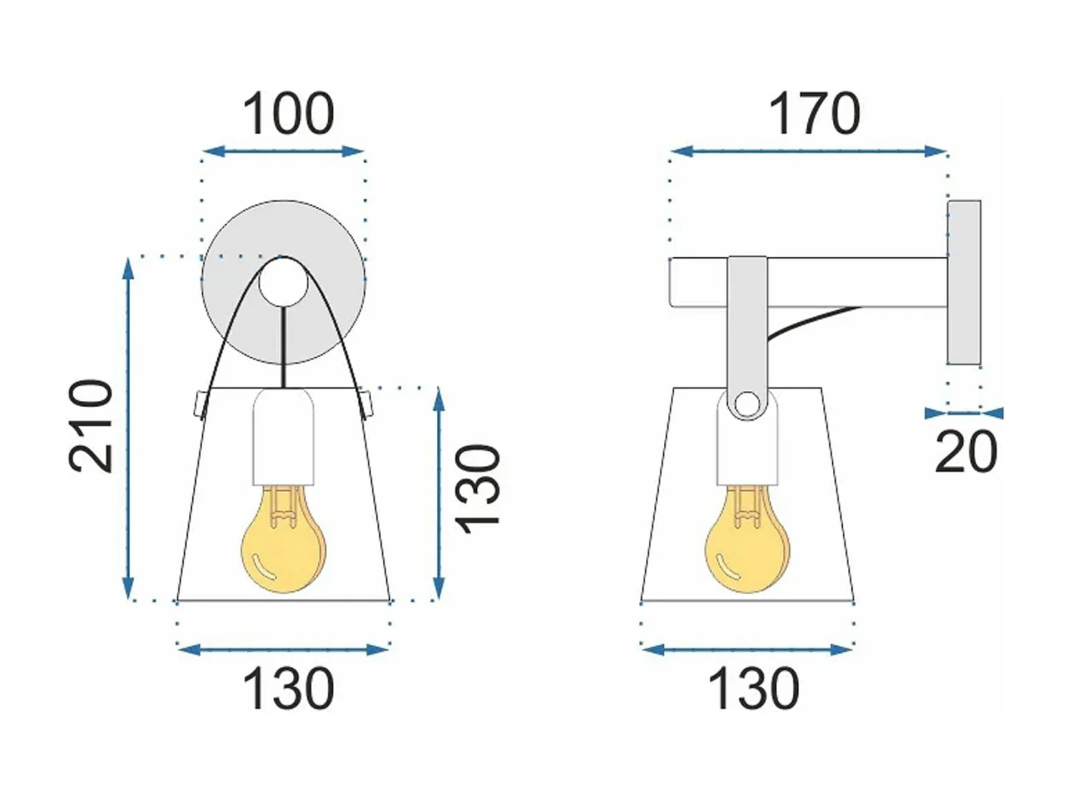 Wandlamp Toolight App466-1W Black