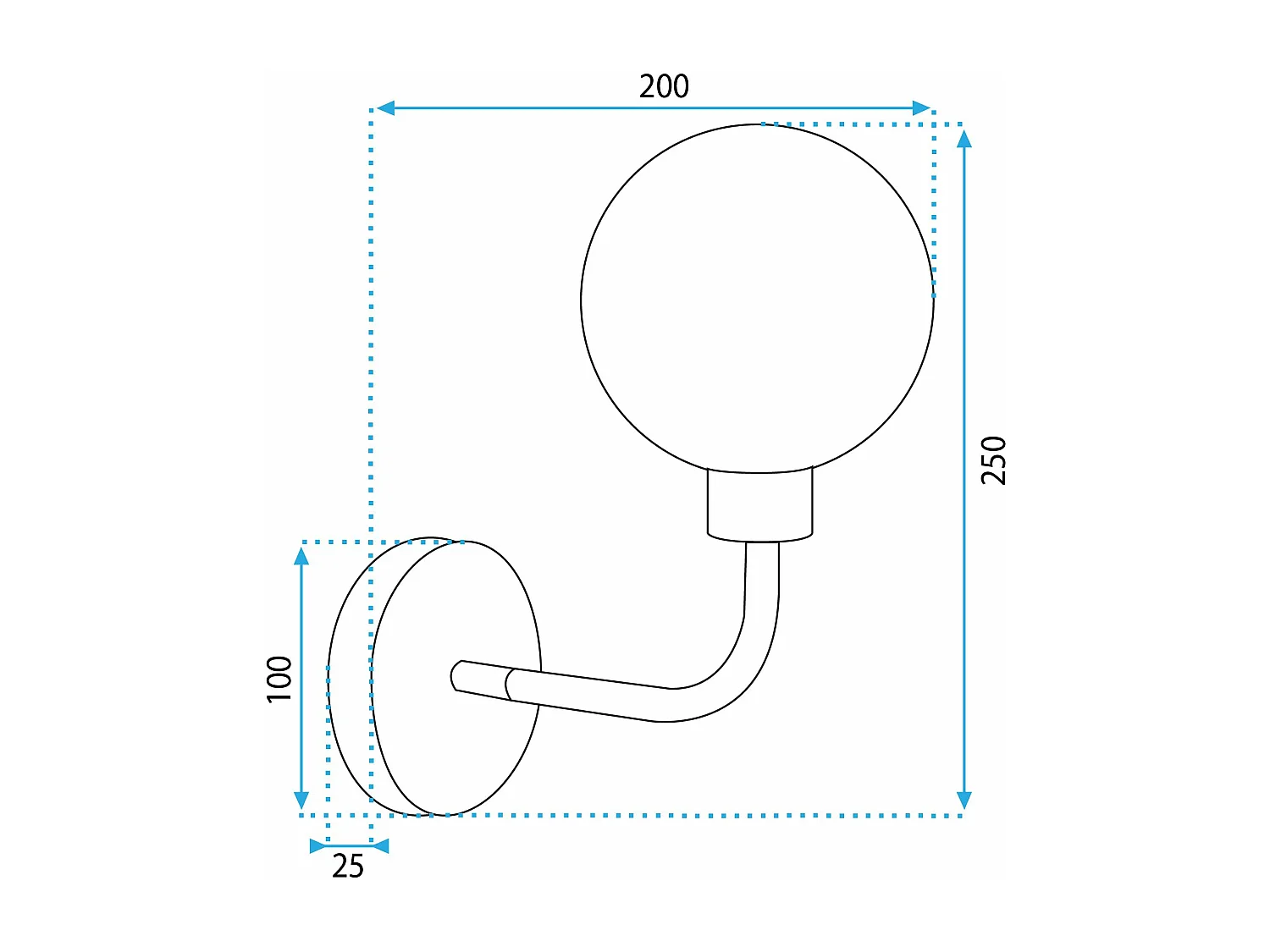Lâmpada De Parede Toolight App1301-1W Black