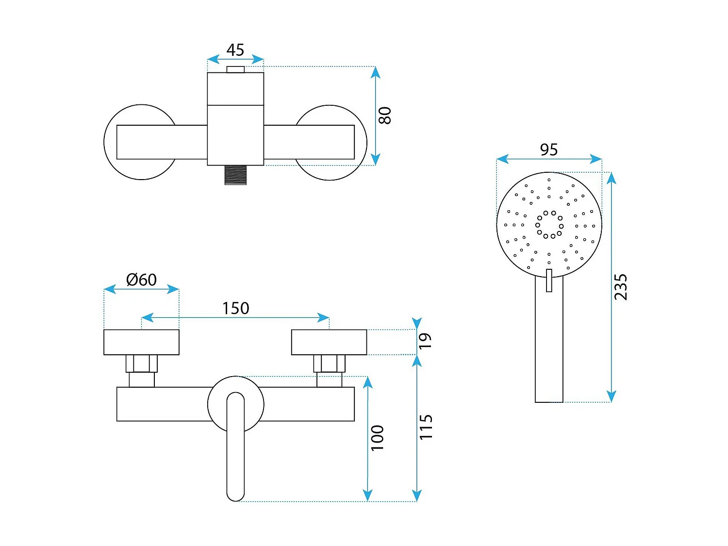 Torneira Para Chuveiro Rea Ontario Js-11804Gg Titanium