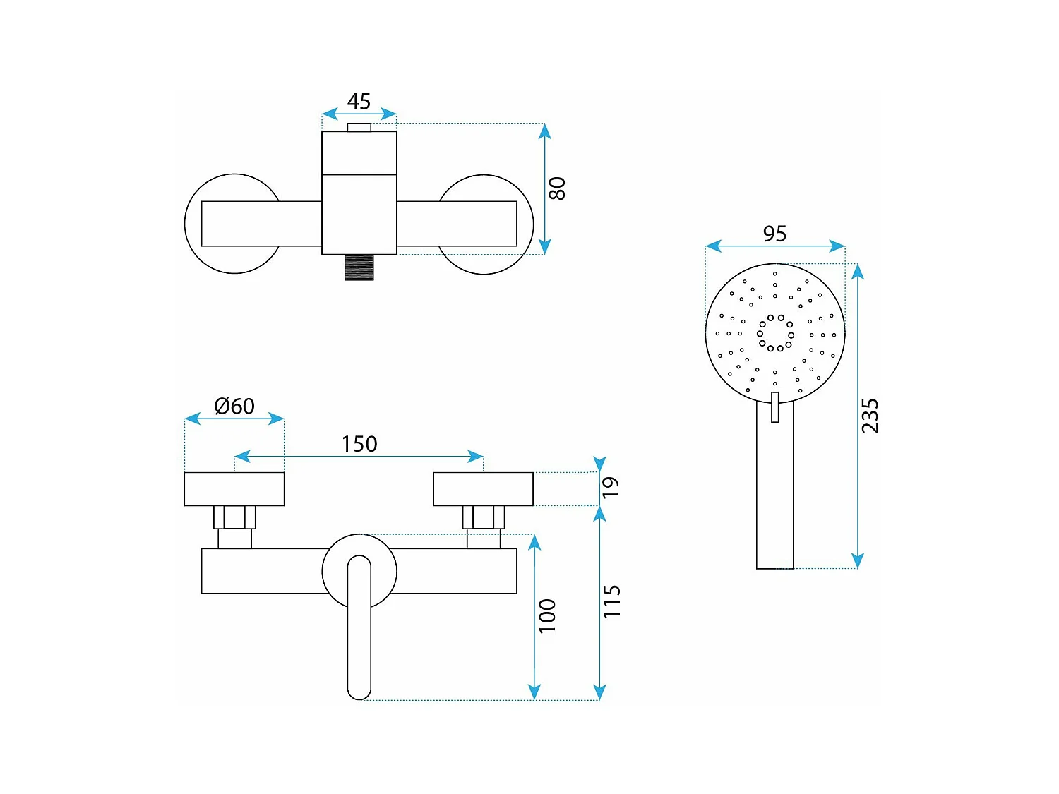 Robinet De Douche Rea Ontario Js-11804Bg Brush Gold