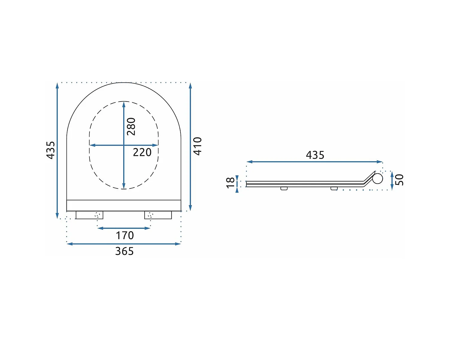 Toiletzitting Rea C003 Granit Shiny Duroplast/Slim/Zm White