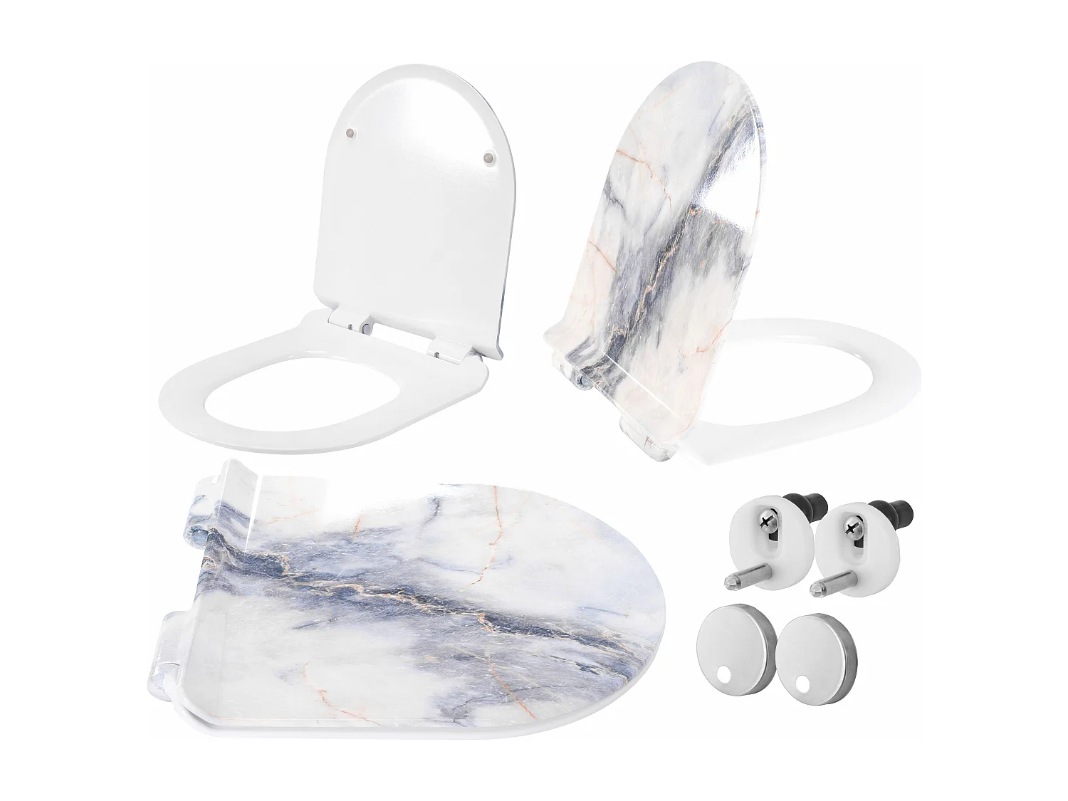 Toiletzitting Rea C003 Granit Shiny Duroplast/Slim/Zm White