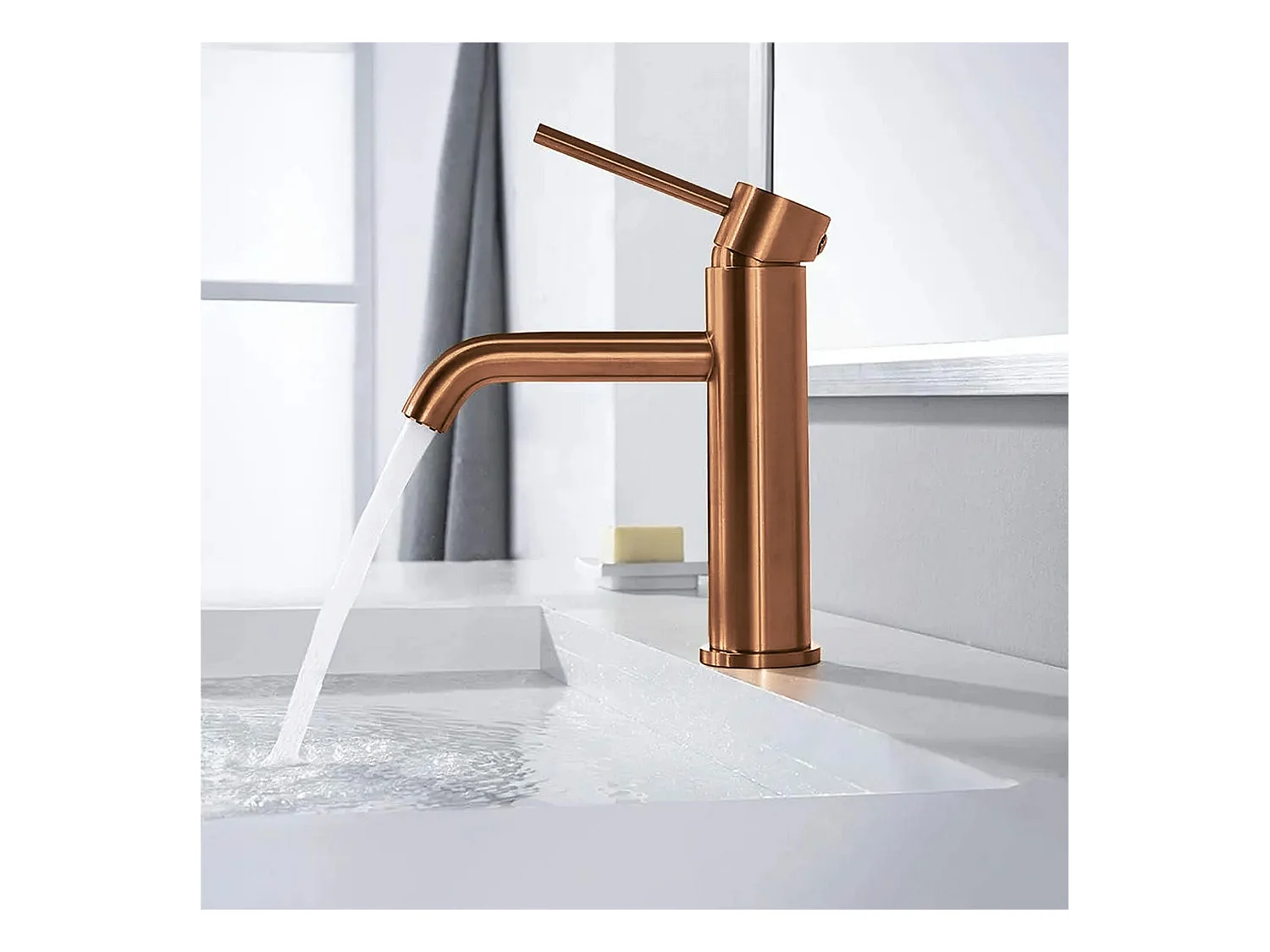 Robinet De Lavabo Rea Lungo Low Brush Copper