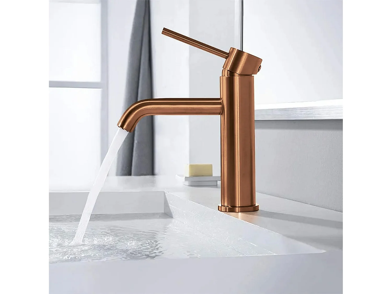 Robinet De Lavabo Rea Lungo Low Brush Copper
